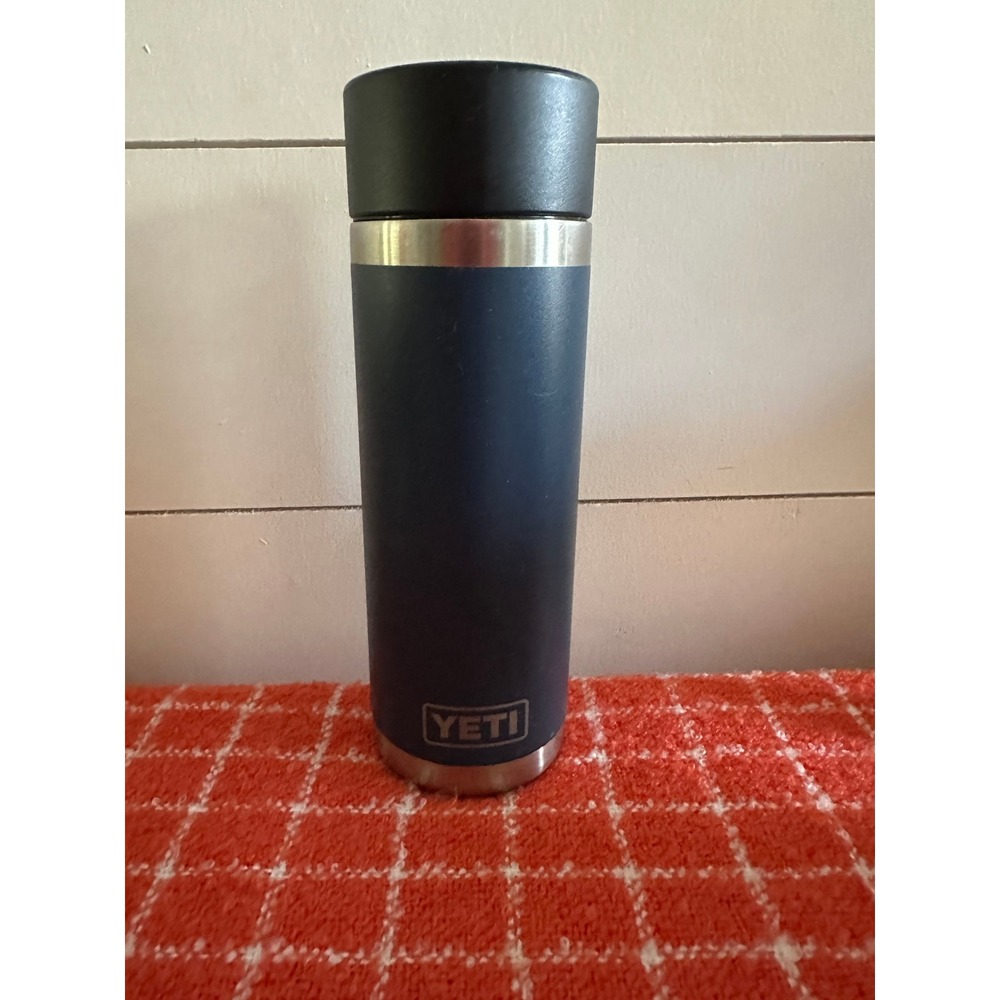 YETI Rambler 18 oz Bottle Navy Blue with HotShot Cap Insulated Stainless Steel